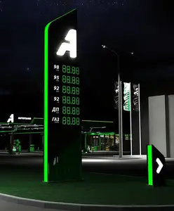 Pylon - Sinal de publicidade de fábrica para posto de gasolina, estrutura de aço inoxidável, sinalização personalizada de LED para shopping