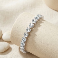 Bracelet Tennis de Luxe Scintillant en Argent Sterling 925 pour Femme, Bijou Fin pour Soirée, Moissanite VVS1 6,5 mm 1 carat, Coupe Cœur, Plein Moissanite