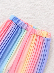 2025 estate abito Casual da ragazza europeo americano gilet corto senza maniche colorato <span class=keywords><strong>plissettato</strong></span> due pezzi Set di abbigliamento per ragazze - Product Image 5