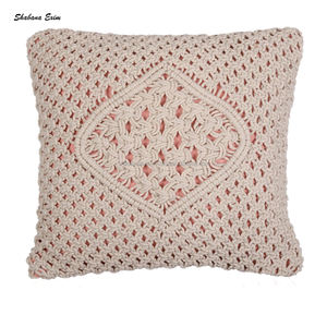 Macrame <b>Sofa</b> Seat Cushion Cover Ethnic Foldable Bohemian Pillow Cover Macrame Cotton Cushion Cover India - Product Image 1