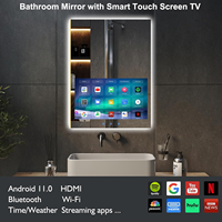 Miroir intelligent AI 2026 avec écran Android, connectivité Wi-Fi et haut-parleurs Hi-Fi pour salle de bain