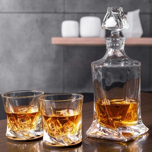 Ensemble de carafe à whisky en verre, 25oz, <span class=keywords><strong>sans</strong></span> plomb, vintage, carré en <span class=keywords><strong>cristal</strong></span>, avec boîte cadeau pour hommes, 7, vente en gros, 2022 - Product Image 2