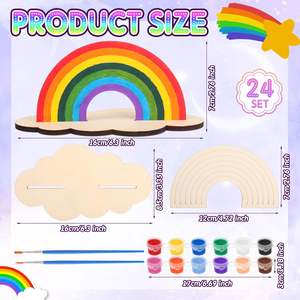 Наборы для рисования радуги и детские творческие наборы DIY - Деревянные наборы для росписи с лазерной резкой для создания красочных радужных украшений - Product Image 2