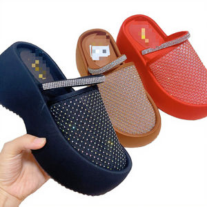 Sandalias de cuña de verano para exteriores, con punta cerrada, de malla transpirable, plataforma, color sólido, impermeables, de PVC, estilo casual africano. - Product Image 3