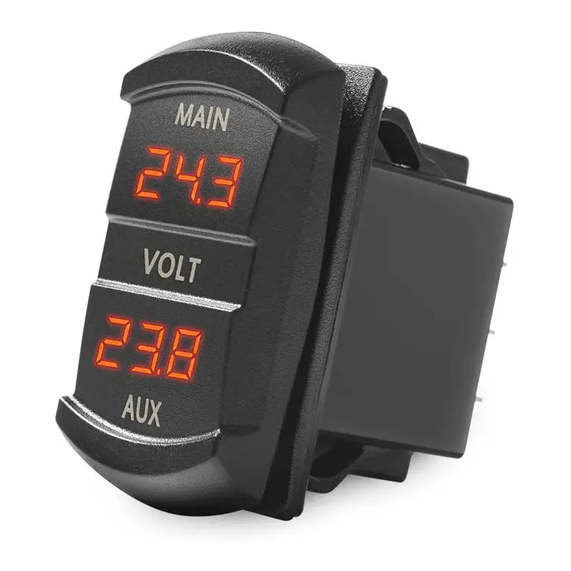 DC 12V Rocker Switch Style Voltage Monitor LED Digital Panel Double Voltmeter Marine Boat Car Motorcycle ATV UTV RV Vehicles