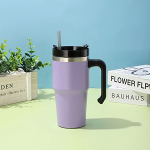 20oz 30oz Stainless Steel Car Travel <b>Tumbler</b> Vacuum Insulated <b>Cup</b> <b>With</b> Handle <b>Straw</b> for Iced Drinks - Product Image 5