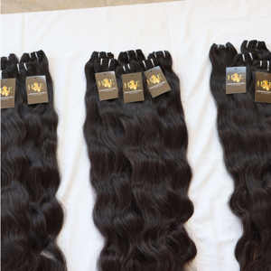 Paquetes de cabello crudo tejido indio virgen alineado con cutícula al por mayor de fábrica con cierre frontal de encaje en estilo de onda natural - Product Image 4