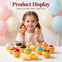 ISMAN Étui vide pour baume à lèvres en forme de gâteau, mignon, 2g, design gâteau glacé, contenant fantaisie pour blush, emballage dessert cupcake, avec couvercle à charnière, vente en gros