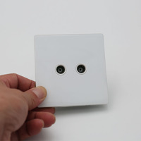 Panel de Vidrio Templado, Tomacorriente Doble para TV Satelital, Salida de Señal de Antena de TV, Placa de Pared Tipo 86 para Hogar y Hotel, Venta al Por Mayor
