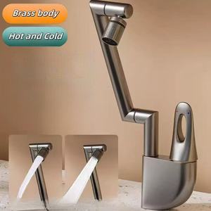 Nuevo Diseño de Grifo de Lavabo de Latón para Agua Fría y Caliente, Grifo Universal con Brazo Mecánico para Lavabo de Baño - Product Image 3