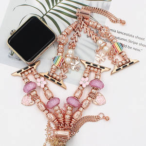 <span class=keywords><strong>Bracelet</strong></span> en métal en acier inoxydable de luxe pour femmes <span class=keywords><strong>Bracelet</strong></span> de montre en perles pour <span class=keywords><strong>Apple</strong></span> <span class=keywords><strong>Watch</strong></span> Band-41mm 45mm 40mm 44mm 49mm - Product Image 4