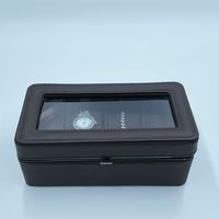 4 Slot Leather Watch Display Box Glass Top Mechanical Wristwatch Case Soft Velvet Jewelry Organizer Holder Store Protective