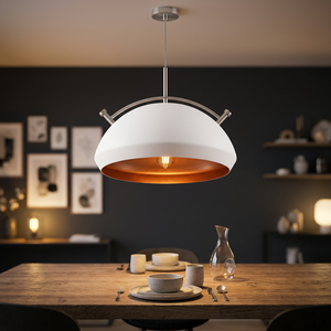 AK Laiton Grand Pendentif Rond En Métal Suspension En Nickel Blanc Enduit De Poudre Fini Pour Décor De Restaurant/Décor D'hôtel - Product Image 2