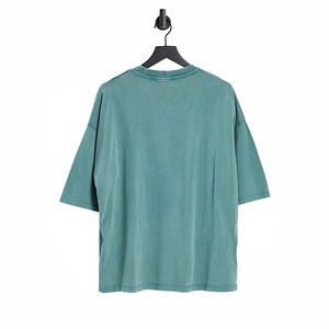 T-shirt décontracté pour homme, couleur unie, style vintage, effet vieilli, coupe ample, épaules tombantes, manches courtes, grande taille, haute qualité - Product Image 4