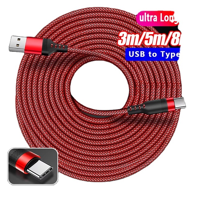 Nylon/PVC Braided USB Type-C Cable with 6A Fast Charging for iPhone Smart Watch Earphones-Compatible with IOS Android Devices