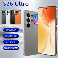 Smartphone S26 Ultra 5G Android 15 Écran Full 7,3 Pouces 120Hz MTK Dimensity 16 Go de RAM 1 To de Stockage Triple Caméra 108MP 8000 mAh