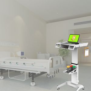 Station de travail pour ordinateur portable réglable, dispositif médical d'hôpital, en plastique, ressort à gaz, chariot - Product Image 3