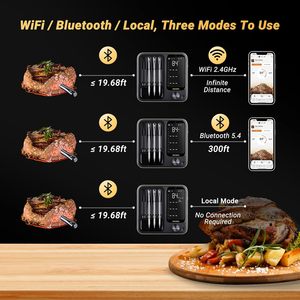 Thermomètre numérique sans fil intelligent <span class=keywords><strong>SEB</strong></span> avec double sonde, Bluetooth et Wi-Fi, surveillance à distance, accessoires pour barbecue de grande taille - Product Image 3
