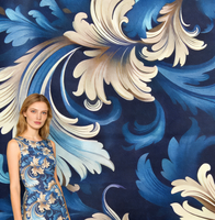 Tissu imprimé numérique floral 100 % polyester anti-boulochage, léger et respirant, personnalisable pour robes femme et fille
