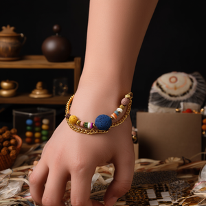 Fashion <b>Beaded</b> <b>Bracelet</b> 316L Stainless Steel PVD <b>Gold</b> Plating Sustainable Resistant Multi Color Beads Chain Link Design - Product Image 3