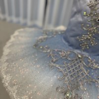 Robe tutu de ballet bleu dégradé vers blanc pour filles, tutu professionnel en dentelle orné de strass argentés, costume de danse pour enfants