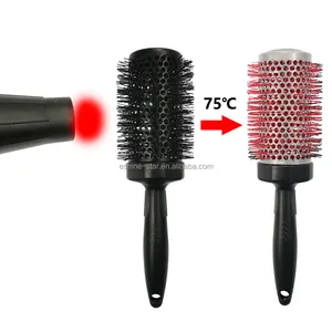 New Design Salon Roll Ionic Hair Ceramic Brush Anti Static 75 Degrees Celsius Change Color Round Hair Comb