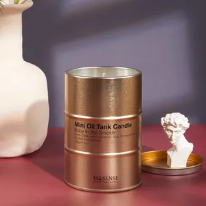 卸売 香り感覚錫キャンドル-M & Sense Foil Golden Overseas Ready Productsピラーシェイプラグジュアリーティン缶の香りのキャンドル