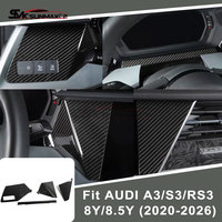Pour Audi A3 S3 RS3 8Y 8.5Y 2020-2026, 4 pièces, uniquement pour conduite à gauche, garniture de tableau de bord en fibre de carbone véritable, accessoires de panneau intérieur à coller
