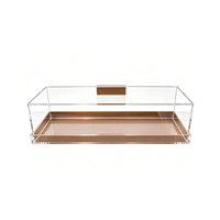 Plateau de service en acrylique transparent personnalisé, en forme carrée, en marbre, en plexiglas, avec couvercle, taille personnalisable pour la maison, l'hôtel, la restauration