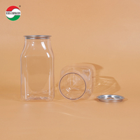 Pot cylindrique transparent en plastique PET personnalisé de 500 ml avec couvercle facile à ouvrir pour bière, thé, jus, café, boissons énergisantes et soda