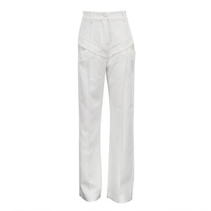 Nuovi <span class=keywords><strong>Pantaloni</strong></span> <span class=keywords><strong>Bianchi</strong></span> da Ufficio per Donna 2025, Design Elegante con Ritagli, <span class=keywords><strong>Moda</strong></span> Chic, Vita Alta, <span class=keywords><strong>Pantaloni</strong></span> Lunghi per Signore - Product Image 4