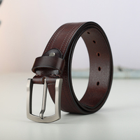 Ceinture en cuir de vachette de style vintage avec boucle en alliage à double ligne, largeur 3,8 cm, plusieurs couleurs, classique et attrayante