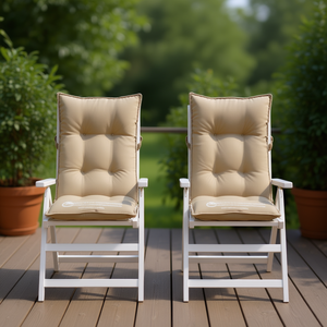 Juego de cojines beige para silla de respaldo alto con soporte lumbar, almohadilla de asiento de poliéster y algodón extraíble y lavable para uso en el hogar y jardín - Product Image 2