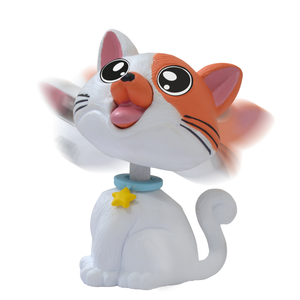 Bobblehead Cat White with Orange Patch is a Cute and Playful Animal Perfect for Your Car Dashboard, Office, Or Home Decor - Product Image 2