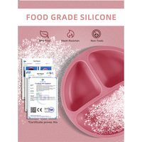 Sans BPA rond classique enfants salle à manger forte aspiration récipient à manger compartiment manger plat d'entraînement assiette en silicone souple bébé
