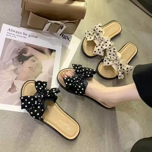 2026 Chaussons et <span class=keywords><strong>sandales</strong></span> d'été pour femmes, chaussures plates décontractées à nœud, tongs plates - Product Image 3