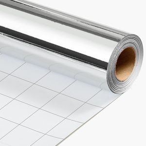 Merture Metallic Silver Wrapping <b>Paper</b> <b>Roll</b> 17 In X 16.4 Ft Solid Color With Cutting Lines For Gift <b>Wrap</b> Birthday Christmas - Product Image 1