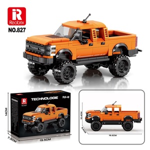 Venta al por Mayor de 423 Piezas de Ladrillos de Construcción Todoterreno Color Naranja, Reobrix NO.827, Camioneta Estilo F-150 con Ruedas Grandes, Juguete de Bricolaje para Adultos y Adolescentes - Product Image 3