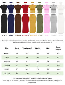 OEM personalizzato tinta unita <span class=keywords><strong>t</strong></span> Shirt gonna donna 2 pezzi Set manica corta Top e Maxi gonna lavorata a maglia da donna vestito elegante Set di vestiti - Product Image 4