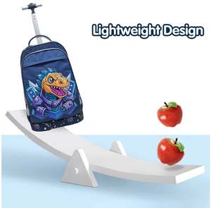 Ensemble de sac à roulettes d'école pour garçon avec motif de dinosaure de dessin animé, comprenant des sacs à déjeuner, une housse de carte et un carnet, sac à dos à roulettes pour enfants pour les voyages - Product Image 5