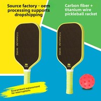 Paleta de Pickleball de Fibra de Carbono OEM al por Mayor con tu Marca, Borde Reforzado de TPU Amarillo para Uso Comercial y de Club