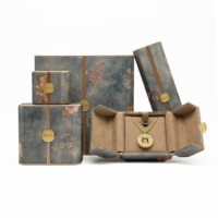 Boîte à bijoux de luxe en cuir, série Fleur Rose Impériale, avec double porte, pour colliers et pendentifs, coffret cadeau