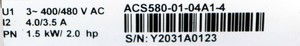ACS580-01-04A1-4 ACS580 ซีรีส์ 15kW 380-480V IP21 PLC - Product Image 1