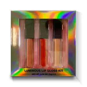 Wholesale lipgloss 3 set-Cosmetic lipgloss vendors 3 in 1 set private label lip gloss set matte liquid lipstick set