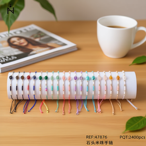 Bracciale con perline di riso Z Stone, gioielli alla moda regolabili multicolori, lotto da 2400 pezzi - Product Image 3