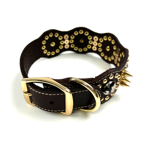 <span class=keywords><strong>Collar</strong></span> de perro al por mayor de gama alta, suministros personalizados para entrenamiento al aire libre para mascotas con patrón sólido de diamantes y pinchos, cuero de lujo - Product Image 4