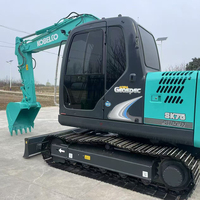 Nouvelle pelle hydraulique sur chenilles Kobelco SK75 de 7,5 tonnes, d'origine, pour la construction, l'aménagement paysager et les travaux de terrassement