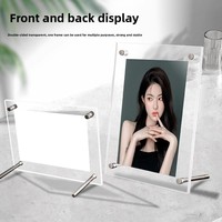 Présentoir de table en cristal de cadre photo en acrylique transparent de 7 pouces pour logo personnalisé pour cartes postales et montage de photos