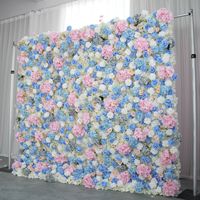 Dinding Bunga Sutra untuk Dekorasi Pernikahan DREA, Warna Biru-Putih-Pink, Bunga Artifisial untuk Dekorasi Acara