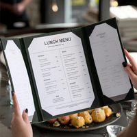 Dossier de menu en cuir Support de café Presse-papiers en cuir Couverture de menu de boisson pour trois pages